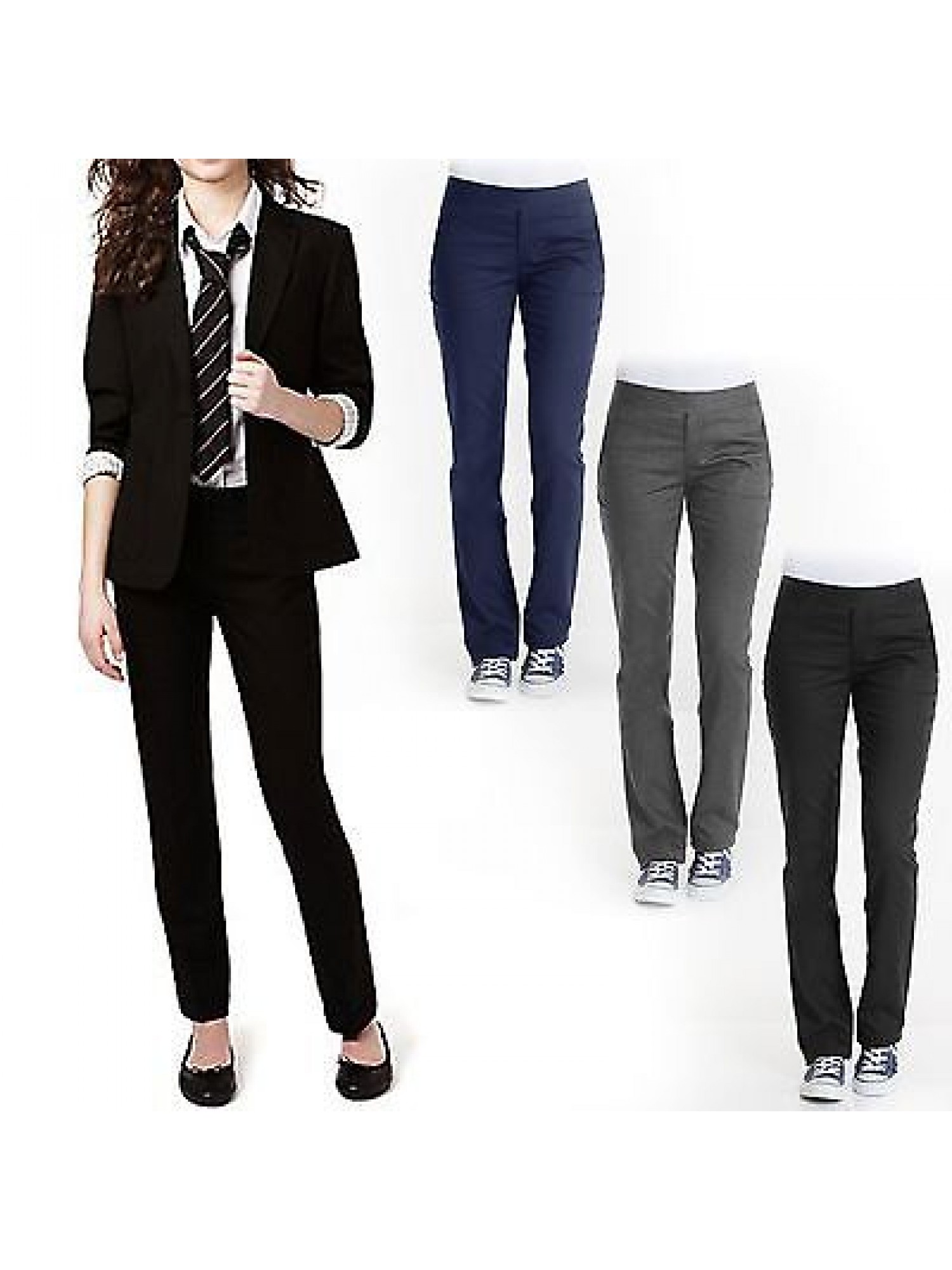 Akiihool Girls Uniform Pants Girls' School Uniform Skinny Leg Jogger Pants  (Black,4-5 Years) - Walmart.com